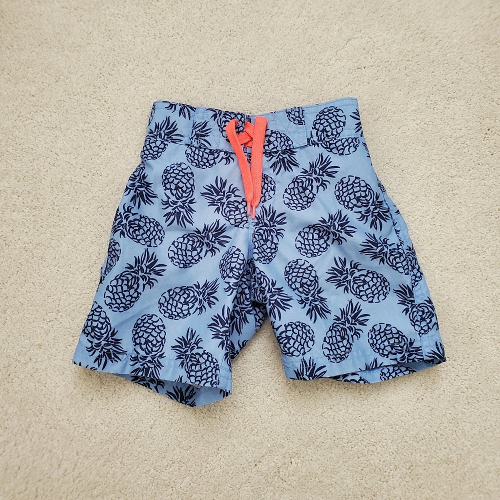 Janie and Jack Toddler Boys Blue Pineapple Swim Trunks Bathing Suit sz2T